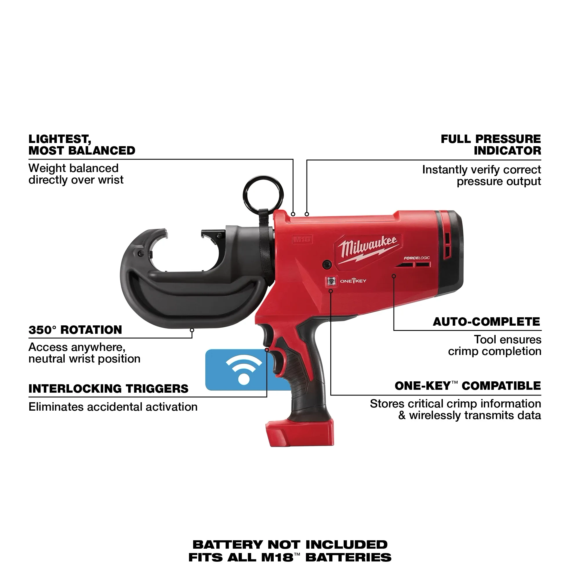 Milwaukee M18 FORCE LOGIC 12 TON UTILITY CRIMPER (Tool Only) 3 Milwaukee M18 FORCE LOGIC 12 TON UTILITY CRIMPER (Tool Only) - Image 3