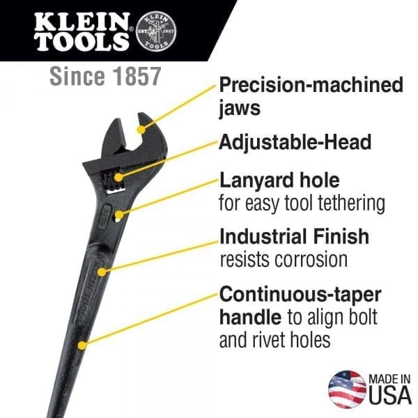 KLEIN TOOLS Adjustable Head Construction Wrenches - Image 2